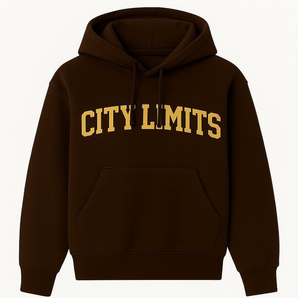 CITY LIMITS Dark Brown Street Style Hoodie - Picture 1 of 2
